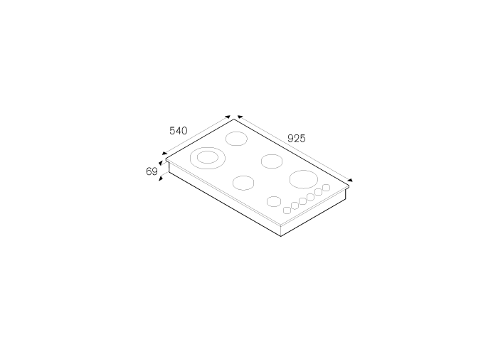 92 6-burner hob, low edge 4mm | Bertazzoni