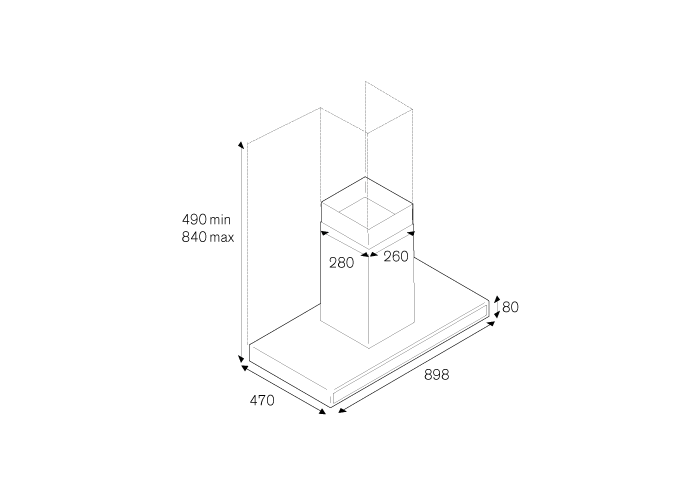 90 cm Island Mount Hood, 1 motor | Bertazzoni