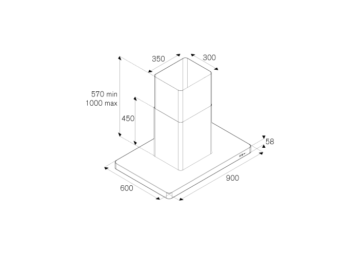 90 cm Island Mount, 1 motor | Bertazzoni