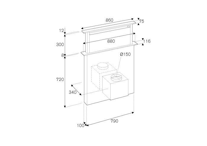 90 cm Down Draft, 1 motor | Bertazzoni