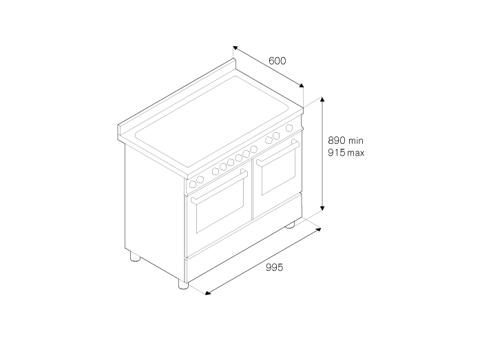 100 cm induction top electric double oven | Bertazzoni